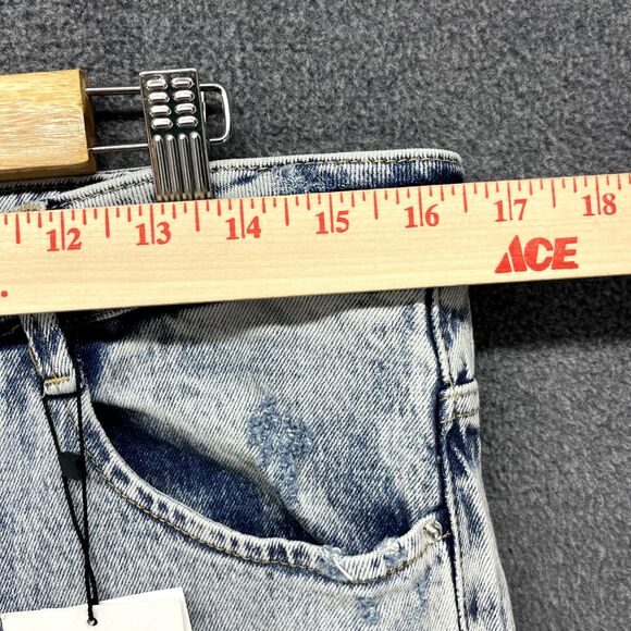 Zara Jeans Womens 10 High Rise Wide Leg Button Fly Raw Hem Light Wash Denim Flaw - Picture 7 of 16